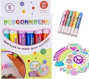 3D Art Pu-ffy Pens - 6PCS/Set Bubble Pop-Corn Drawing Pens, DIY Pu-ffy Bubble Safe Pen, Easy Cleaned Ink Pens, Portable Colour Paint Set, Colored Bubble Pens Gifts for Age 5+