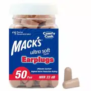 Mack's Ultra Soft Foam Earplugs, 50 Pair - 32dB Highest NRR Comfortable Ear Plug