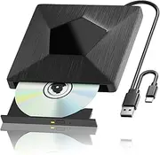 External Blu Ray Drive, USB 3.0 & Type-C Blu Ray Burner, DVD+/-RW BD CD DVD Player, 3D Portable Blu Ray Player, External Optical Drive for Windows XP/7/8/10, MacOS, Laptop, Desktop