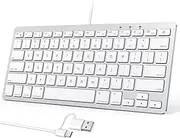 OMOTON Wired Keyboard for Mac OS with Dual Interface, Portable Slim Keyboard Compatible with MacBook, iMac, Mac mini, Mac Pro, PC and Laptop (White)