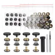 24Set Leather Snap Fasteners Kit 15mm Metal Snap with 3 Setter Tools Black