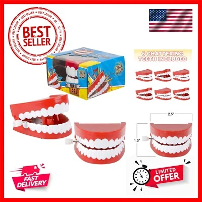 Chattering Teeth Wind Up Toy, Set of 6, Windup Chomping Toy Mouth, Dental Too...