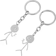 [SAFIGLE] 2pcs Couple Keychain Heart Pendant Charm Matching Couples Stuff Cute Keychain Heart Keychain Matching Keychains for Couples Funny Doodle Keychain Silver Stainless Steel