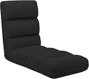 Generic Folding Floor Chair Black Faux Leather