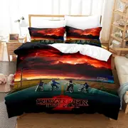 o925 Stranger Things Three-Piece Digital Printed Quilt Cover Pillowcase nj925
