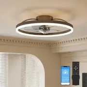 Low Profile Ceiling Fans with Light and Remote,19.7in Modern Bladeless