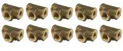 10 PACK BRASS FORGED REDUCING TEE 1/8 X 1/8 X 1/4 FNPT FEMALE NPT