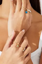 Gold 4 Pack Evil Eye Rings Set - Size ONE, Women's Ring