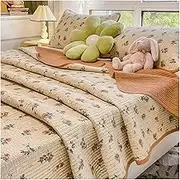3-Piece Single/Twin Full/Queen Quilt Sets with 2 Pillow Shams Summer Flower Pattern Quilt Bedding Bedspread Reversible Soft Coverlet Set for All Season (Color : D, Size : 200x210cm-78x82)