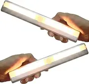 10LEDs Outdoor Sensor Step Light,2 Pack RV Sensor LED Light Bar,Stick-On Anywhere Magnetic Night Strip Light for Flight of Steps,Closets,Cabinets,Hallways,Bathrooms,Car Trunks(Warm White)