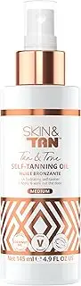 Skinny Tan Hydrating Tan Oil | Instant Glow Tan & Tone | Streak-Free, Natural-Looking Tan with Coconut Oil & Guarana Extract | Cruelty-Free & Vegan | Medium – 145ml
