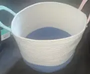 PillowfortLarge Color Block Coiled Rope Storage Basket Blue/White New