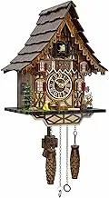 HUGE HAPPINESS Cuckoo Clock for Wall Art: 12 Melodies, Volume Control, Night Mode, Germany Style Black Forest Retro Traditional Handmade Wooden House Home Decor, Gifts for Family (8.75 X 23inch)