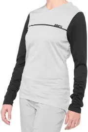 100% Ridecamp Ladies Long Sleeve Bicycle Jersey, black-grey, Size S for Women Black Grey