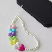 NEW URBAN OUTFITTERS PEARL HEART PHONE SLING STRAP WRISTLET BEAD HOLDER WHITE NW