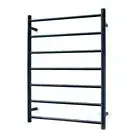 RADIANT Heated Towel Rail/Rack ROUND Bar Matt BLACK - 600 x 800mm - Bottom LE...