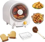 Multi-Function Electric Oven, Large Air Fryer with Grill, 600W, 360-degree Rotating Heating, Double-knob Temperature Control, 4 Heating Tubes, Non-Stick Inner Full Accessory Set, for Family