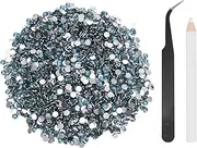 uxcell 4000pcs Flatback Rhinestones Resin, SS16 4mm Resin Rhinestones Bulk Round Shine Gems with Pickup Tools for DIY Nail Art Tumblers Mugs Clothes, Azure