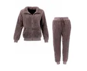 FIL Women's Zip Up 2pc Set Loungewear PJs - Rose Taupe
