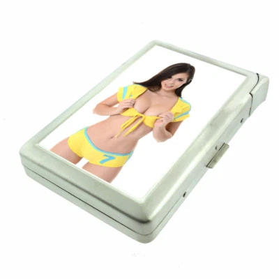 Madrid Spain Pin Up Girls D4 Cigarette Case with Built in Lighter Metal Wallet