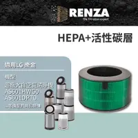 在飛比找PChome24h購物優惠-RENZA HEPA加活性碳 適配LG 樂金 超級大白 空氣