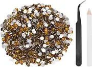 uxcell 1500pcs Flatback Rhinestones Resin, SS30 6mm Resin Rhinestones Bulk Round Shine Gems with Pickup Tools for DIY Nail Art Tumblers Mugs Clothes, Gold