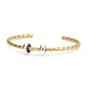 Twisted Gold Plated Bangle with 2 x Silver Spacers