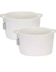 Sea Team 2 Pack Round Cotton Rope Baskets, Decorative Woven Storage Bin, White