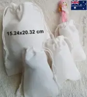 W15cm*H20cm WHITE Premium Cotton Wedding Favor DoubleDrawstring Bags 6x8inches
