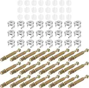 uxcell 45 Sets Cam Locks for Furniture, 40mm Cam Lock Nut and Screw, 3 in 1 Furniture Connecting Fasteners with Dowel Eccentric Wheels Pre-Inserted Nuts for Cabinet Bookcase, Gold