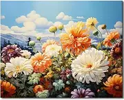 TFIAVSIN Paint by Numbers Kits Colorful Chrysanthemum Flowers Paint by Number for Adults Beginner Drawing Paintwork with Paintbrushes Paint by Numbers Art Crafts, 16"x20"(Frameless)