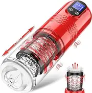 Automatic Male Masturbator Sex Toys for Men, LCD Display Male Sex Toy with 10 Vibrating & 6 Thrusting, Pocket Pussy for Man Masturbation Stroker, Men's Sex Adult Toy Sex Machine (Red)