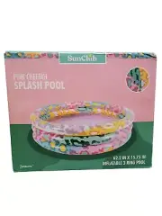 SunClub Pink Cheetah 3 Ring Inflatable Splash Pool - 62.2" X 15.75" - Brand New