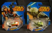 2014 star wars yoda and luke skywalker hotwheels new in box