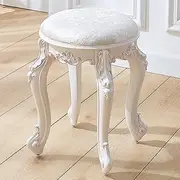 Ground Vanity Stool,Dressing Stoo Makeup Stool, Padded Bench, Piano Seat Chair Bench in Bedroom Bathroom,ABS Plastic Steel Leg, 43cm (Color : Silver Flannel with Silver Pattern)