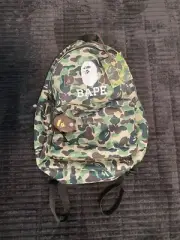 A Bathing Ape Bape Camo bookbag Backpack Green Black With Coin Pouch