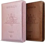 [Pichcppo] 2 Pcs Passport Holder Travel Cover,Tersely Leather Blocking Passport Travelling Wallet Holder ID Credit Covers Case for Boarding Passes,Hidden Travel Wallet with RFID Blocking