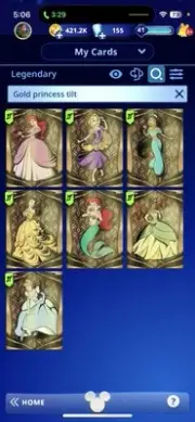 Topps Disney Collect Legendary Flagship Princess Tilt Set 7 Cards Award Ready