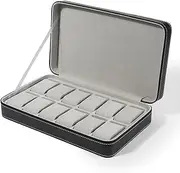 [MOTRAIN] 12-Grid Watch Box, PU Leather watch box, Portable Watch Box Organizer with Zipper Case Collector Storage, Collector Storage for Business Travel and Gifts, 33 * 20 * 7.5cm
