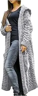 [Hiliby] Sweaters for Women Plus Size Cardigan Sweater Women Knitted Pocket Long Hooded Winter Solid Loose Solid Coat Women's Coat Womens Lightweight Cardigans for Summer