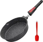 [AIKENBBKK] 8 Inch Nonstick Deep Frying Pan, Egg Pan with Removable Handle, Aluminum Sauté Pan Compatible with All Stovetops, Dishwasher& Oven Safe (Black)