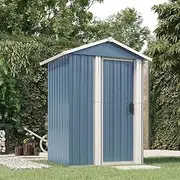 Garden Storage Shed, Outdoor Storage Shed Tool Store Cabinet Garden Shed Grey 126x97.5x177 cm Galvanised Steel