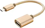 KICHOUSE Type C to USB Adapter Cable Gold OTG Connect Cable for Fast Data Transfer and Charging Compatible with Smartphones Laptops Tablets and USB Peripherals