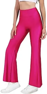 [Tulucky] Womens Stretchy Shiny Sports High Waisted Yoga Flare Pants Tummy Control Bell Bottom Leggings