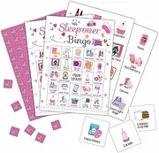 Sleepover Bingo Cards, Pajama Party Game for 24 Players, Slumber Party/Bridal Shower Games for Friends Besties, Women Birthday Party Favors Supplies Decorations(34)