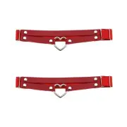 2Pcs Adjustable Heart Leg Garter Belt Elastic Thigh Garters for Women Red