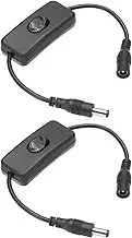 uxcell DC Inline On/Off Switch, 2pcs DC Jack Male to Female Adapter Wire Power Extension Cable Connector for LED Strip CCTV Security Camera, Black