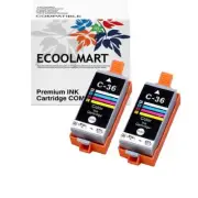 Remanufactured 2 pack CLI-36 ink Cartridge fits PIXMA iP100 iP110 Printer