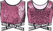[iEFiEL] Shiny Tank Top for Girls Sequins Camisole Party Vest Glitter Tees Jazz Hip Hop Dance Costumes
