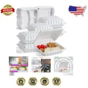 Reusable 34 oz Clamshell Take-Out Containers - 55 Pack, Stackable & Portable
